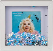 Fotolijst met Glitter-Bloemetjes 10x10 cm Wit