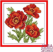 Borduur Pakket "JobaStores®" Bloem 005 14CT Voorbedrukt (17x17cm)