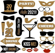ForDig - Nieuwjaar Party 2021 - Oud en nieuw - Photobooth Prop set - 26 delig