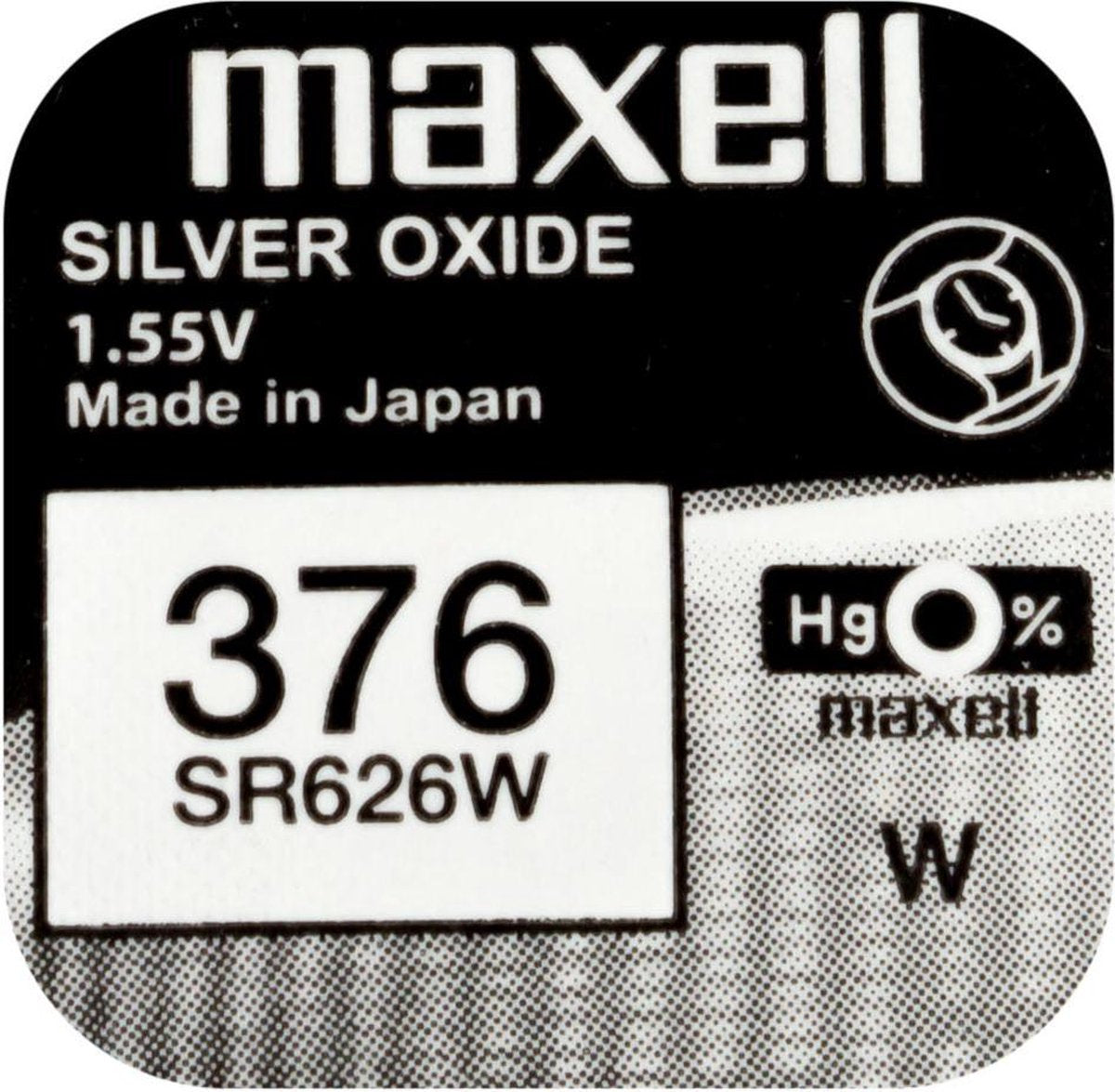MAXELL 376 / SR626W zilveroxide knoopcel horlogebatterij 2 (twee) stuks