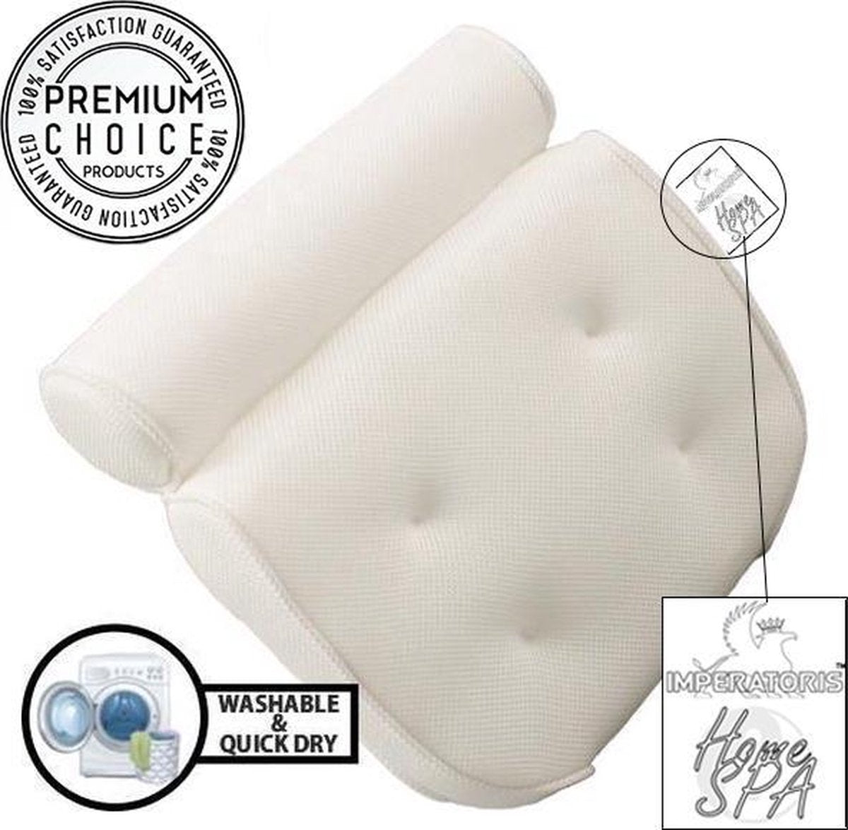 Deluxe Home Spa Badkussen Imperatoris™ - Ontspanning Voor De Hoofd & Nek -  Badkussen Met Antislip  - Comfort Voor In Bad Of De Jacuzzi -  Ideaal Cadeau