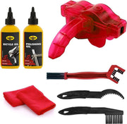Fietsketting Reiniger Rood - 7 - Delige Set - Ketting Schoonmaken - Kettingborstel - Fiets Schoonmaak Set - Ontvetter fiets - Kettingreiniger - Fietsketting Smeermiddel - Fiets Accessoires - Borstels - Fietsgereedschap - Vaderdag Kados -