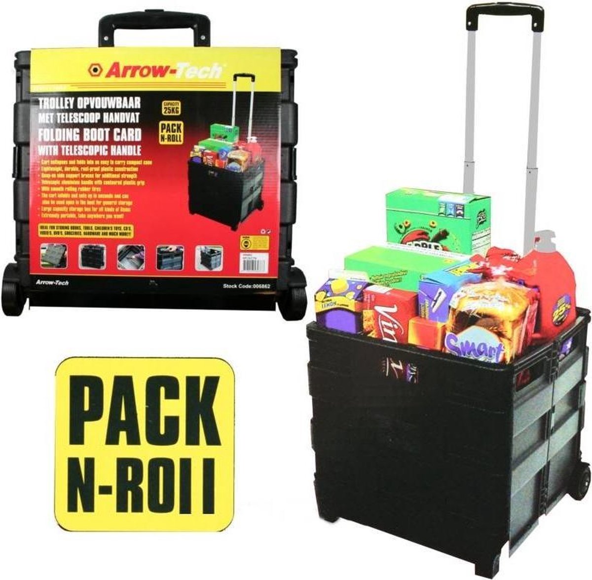 Höfftech Trolley met Vouwkrat - Max. 25 Kg - 40 Liter - Telescopisch handvat