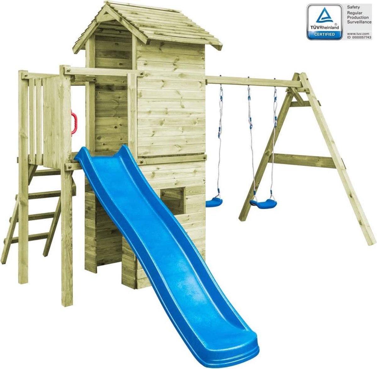 vidaXL Speelhuis ladder. glijbaan en schommels 390x353x268 cm FSC hout