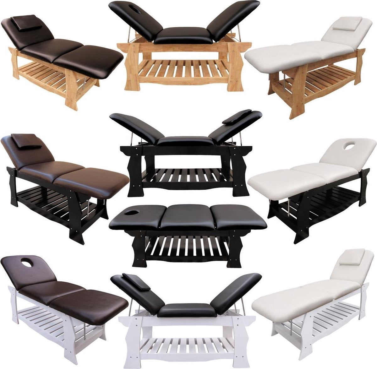 Massagebank 3-zone stationair verstelbare cosmetische bank ml-500 massief hout