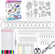 Allerion Krimpfolie set – 205-delig – Knutselen Krimpie Dimpie – Sieraden en sleutelhangers maken - Inclusief attributen en handleiding