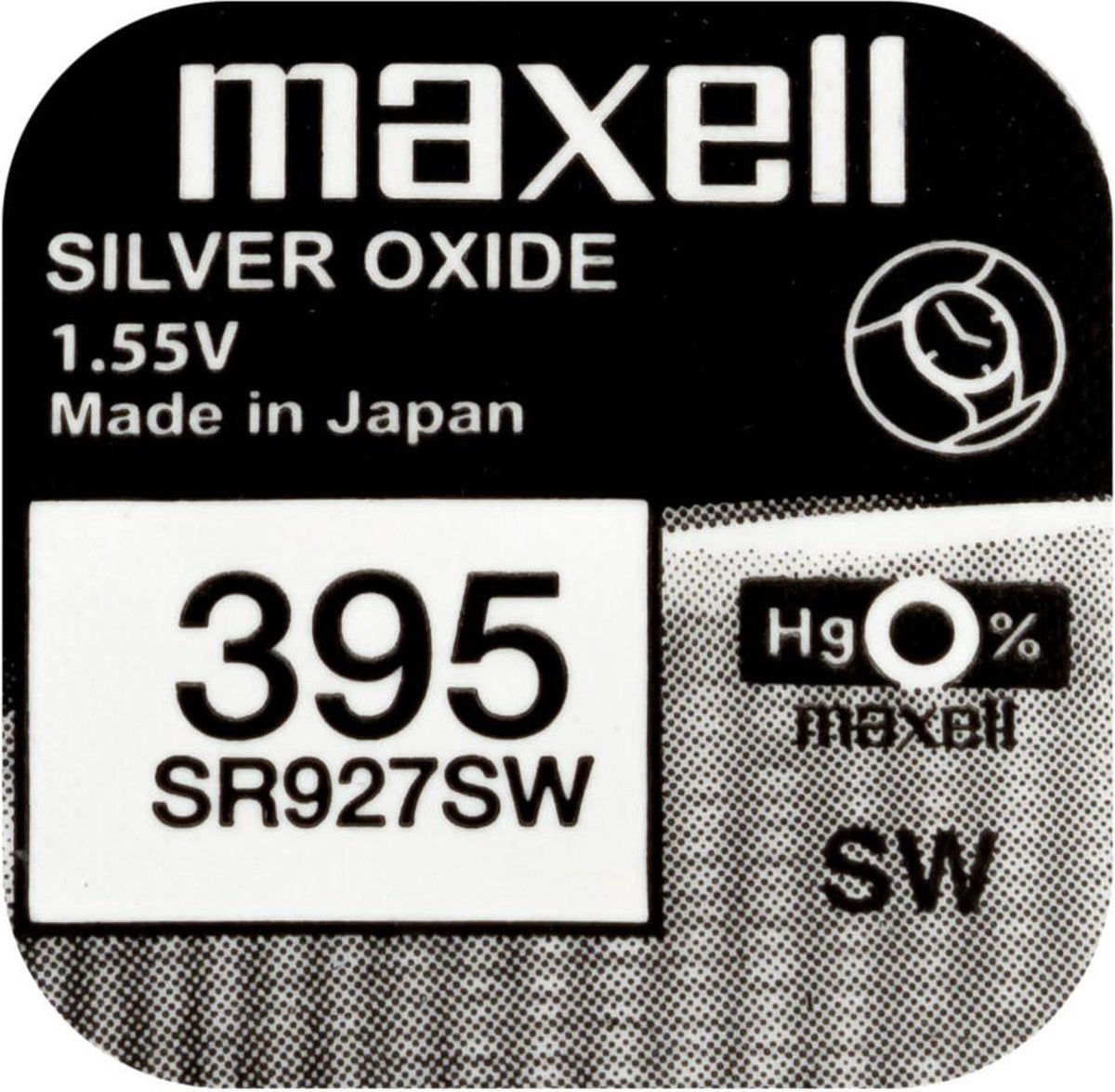 MAXELL 395 / SR927SW zilveroxide knoopcel horlogebatterij 2 (twee) stuks