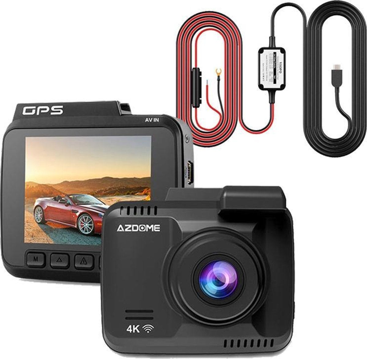 AZDome GS63H 4K 1CH dashcam voor auto - Continue voeding