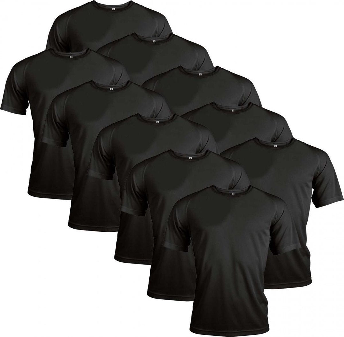 Functioneel Sportshirt - Zwart - Polyester - Maat M - 10 stuks