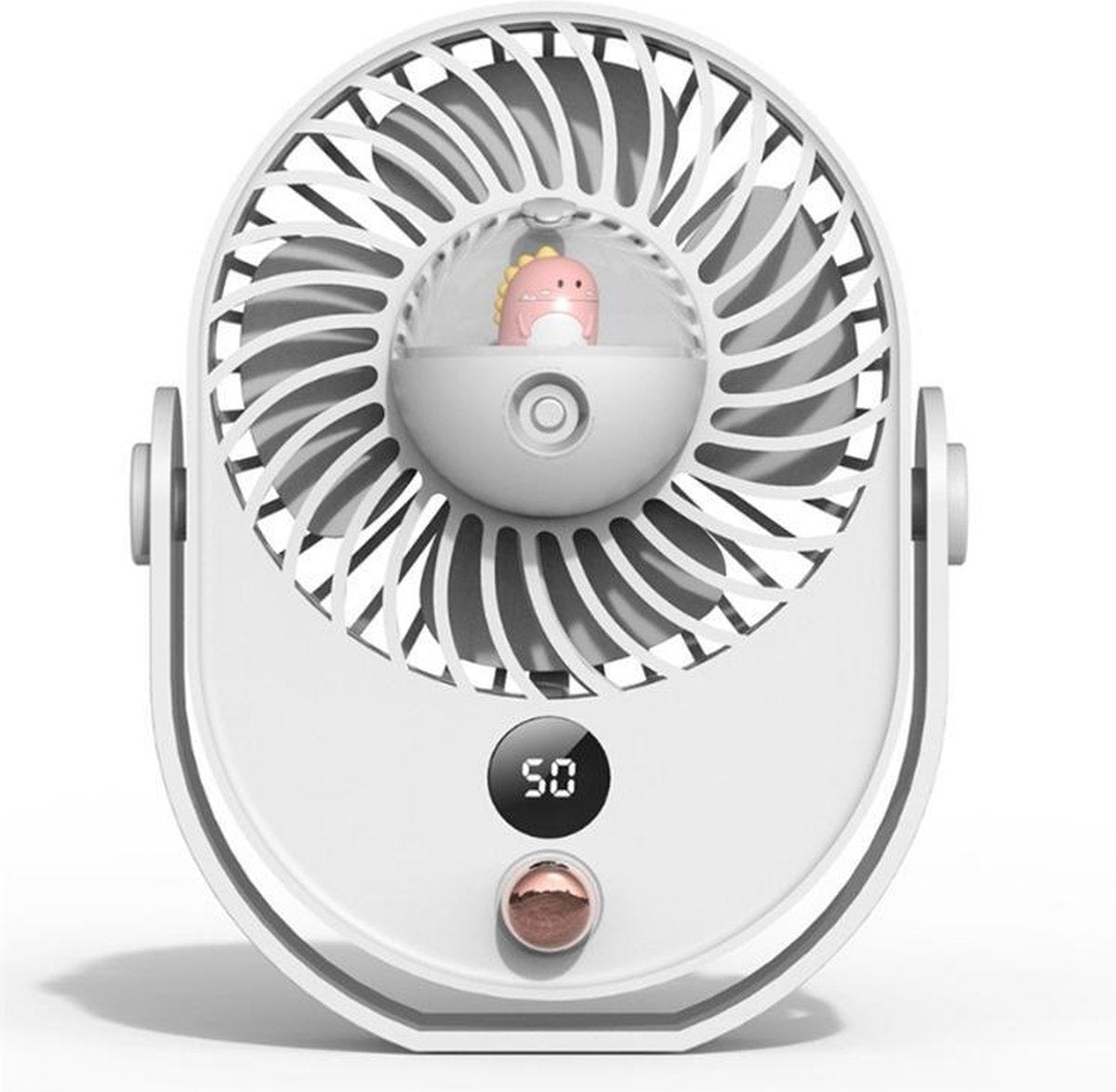 Let op type!! Desktop Spray Fan Cute Pet Voeg Water Silent Fan  Stijl: Met batterij 1800 mAh (Witte Dinosaurus)