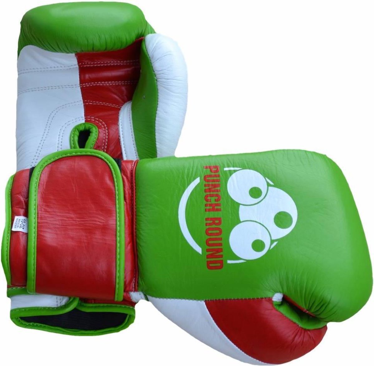 Punch Round™ Champion Bokshandschoenen Leder Groen Rood Wit 10 OZ Bokshandschoenen