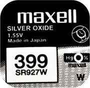 MAXELL 399 / SR927W zilveroxide knoopcel horlogebatterij 2 (twee) stuks