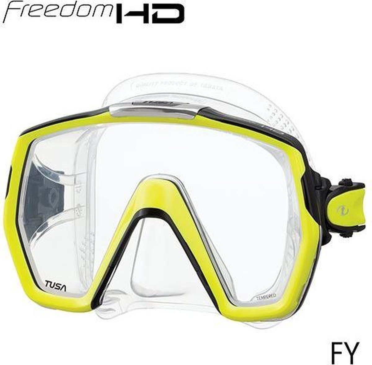 Tusa Freedom HD Masker helder siliconen met geel frame