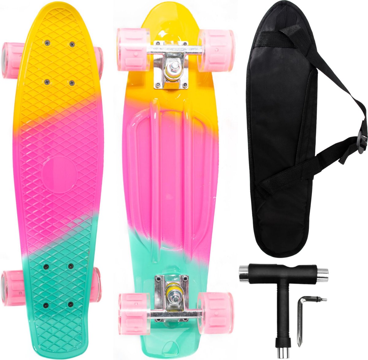 Big Bang Boards® SuperNova – Penny Board met Flash Wheels – Penny Board Meisjes & Jongens – Penny Board Pastel – Penny Board Blauw – Penny Board Led Wieltjes – Skateboard – 22 inch