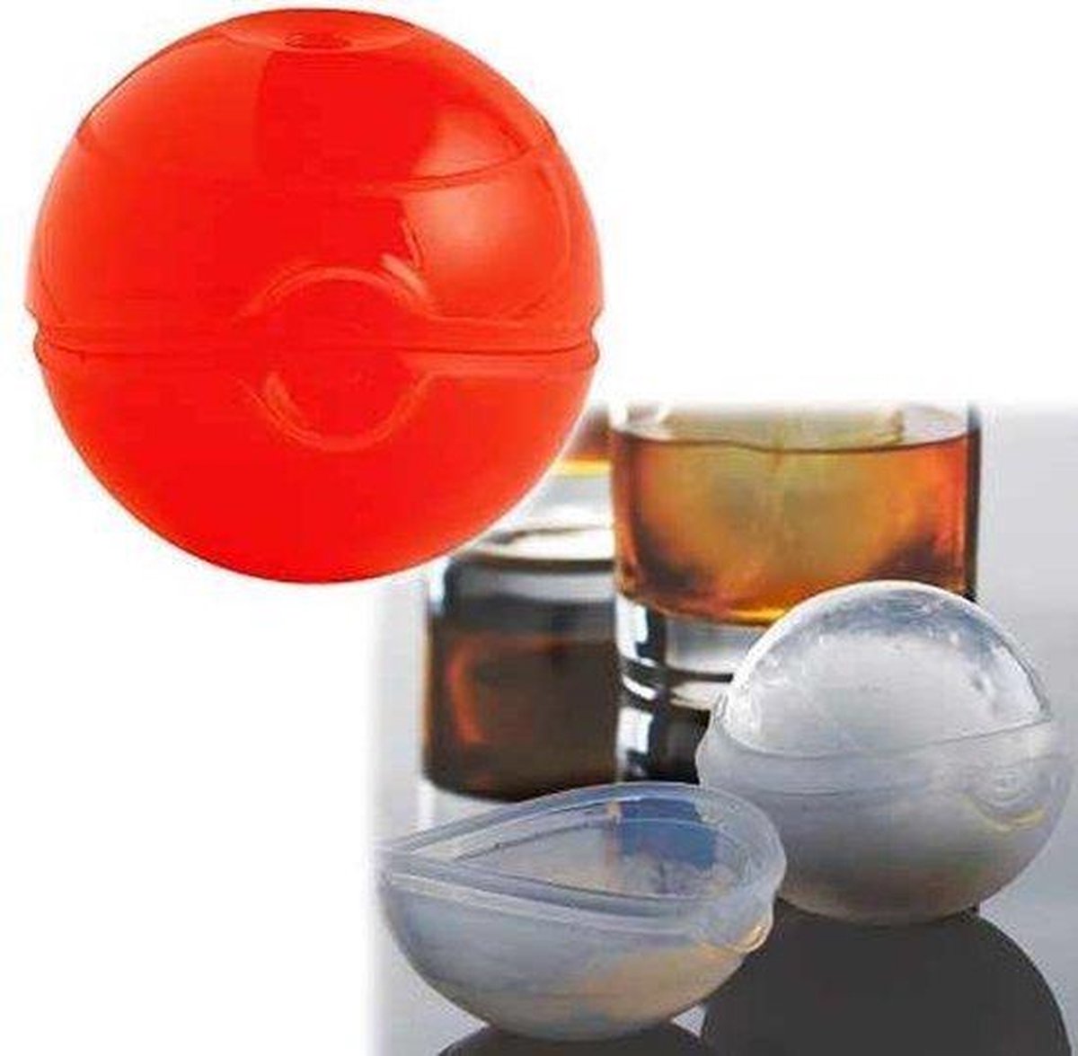 Mastrad - ijsblokjesvorm - ijsbal - ice ball - rood - 6cm - siliconen