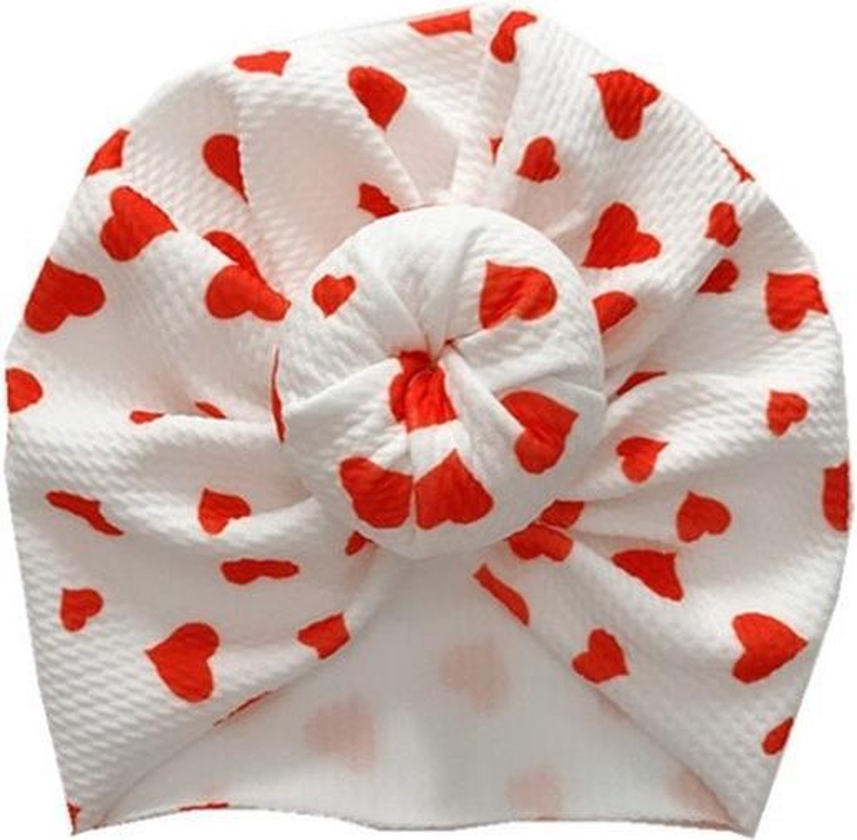 Baby Haarband -Baby Tulband - Baby Haaraccessoires Meisje - 0 tot 12 maanden Wit Rode Hartjes