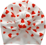 Baby Haarband -Baby Tulband - Baby Haaraccessoires Meisje - 0 tot 12 maanden Wit Rode Hartjes