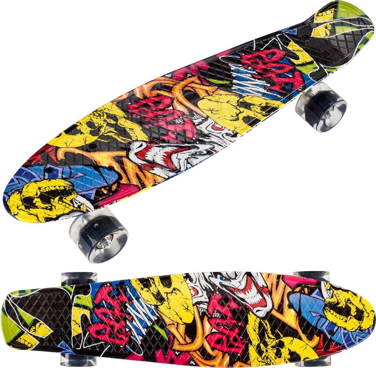 HyperMotion Pennyboard jongens en meisjes Skateboard graffiti zwart