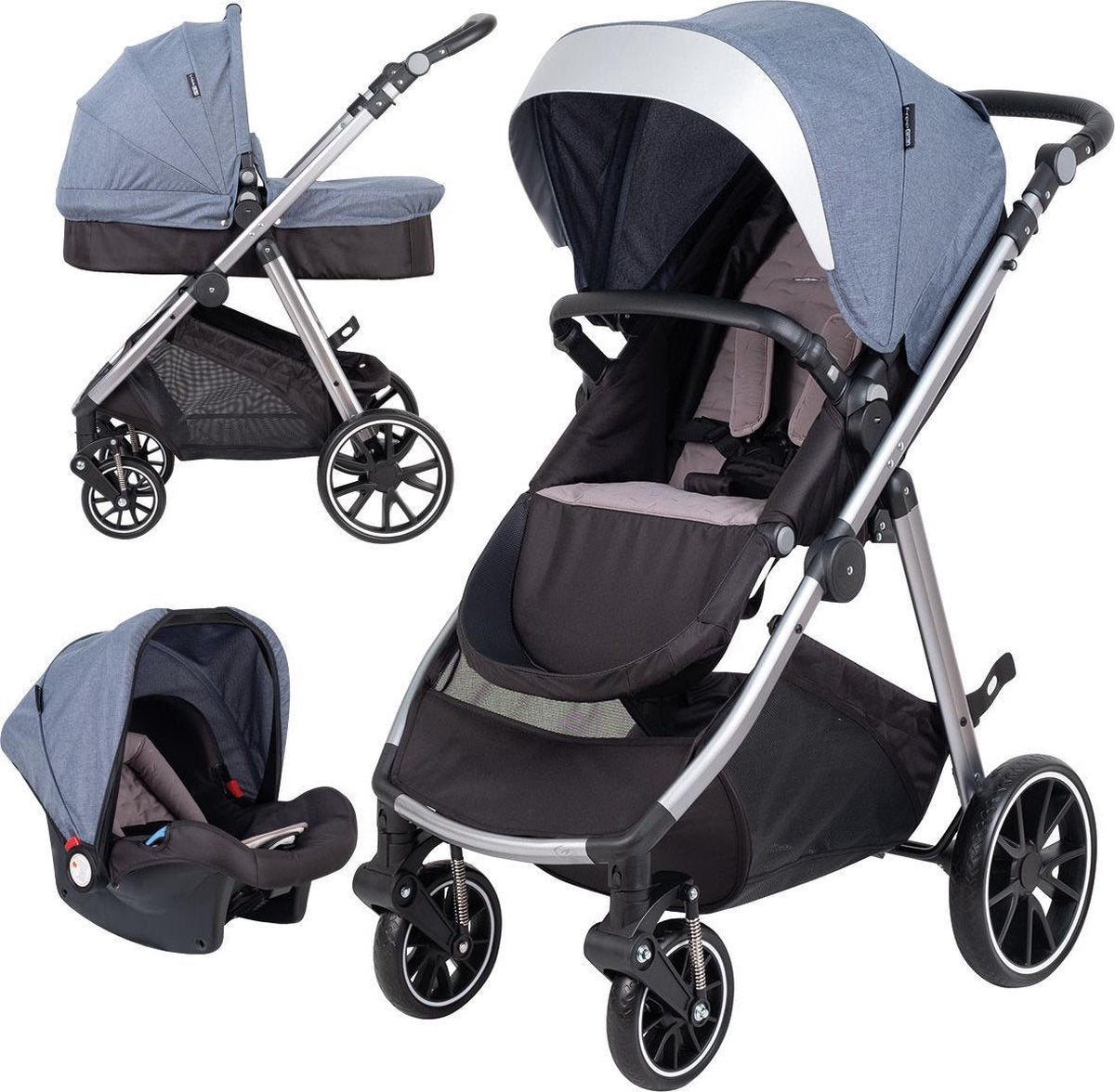 FreeON Kinderwagen Move 3 in 1 Blauw (incl. autostoel)