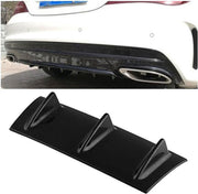 Universele auto achterbumper lip diffuser 3 haaienvin stijl zwart ABS