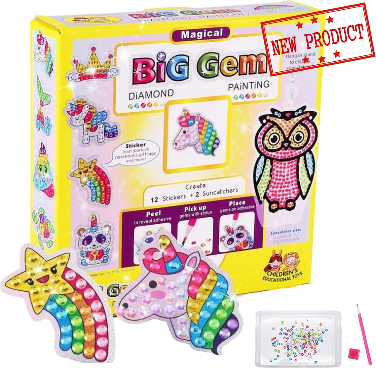 Stickers Dieren - Diamond Painting Unicorn - Kinderen - Nieuw Product - Eenhoorn en Uil