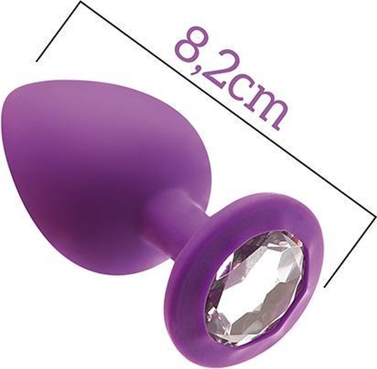 Mai No 48 anaalplug met siersteen Medium - Paars