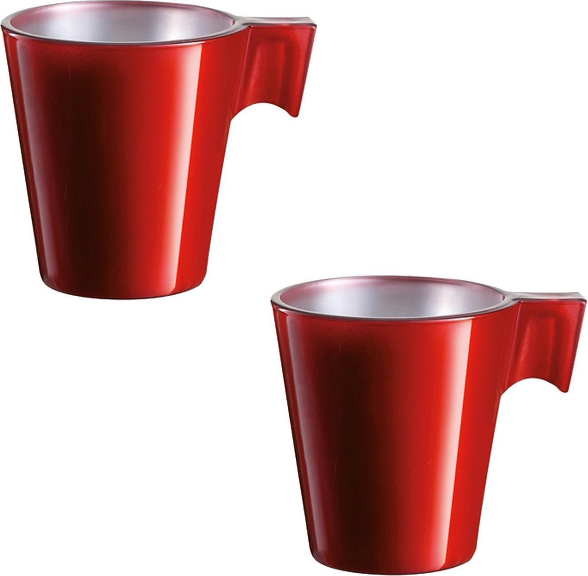 10x stuks espresso kopjes rood - Rode metallic koffiekopjes van 80 ml