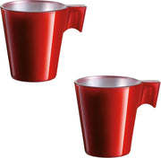 10x stuks espresso kopjes rood - Rode metallic koffiekopjes van 80 ml