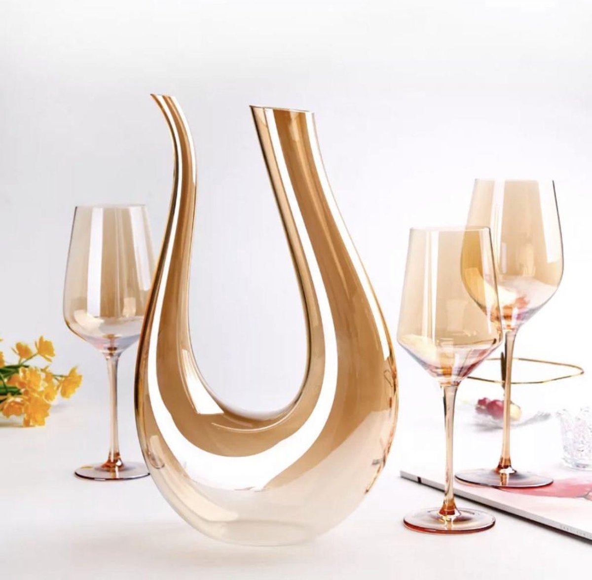 Wijnglazen | champagne glazen met karaf|2Glazen|1Karaf