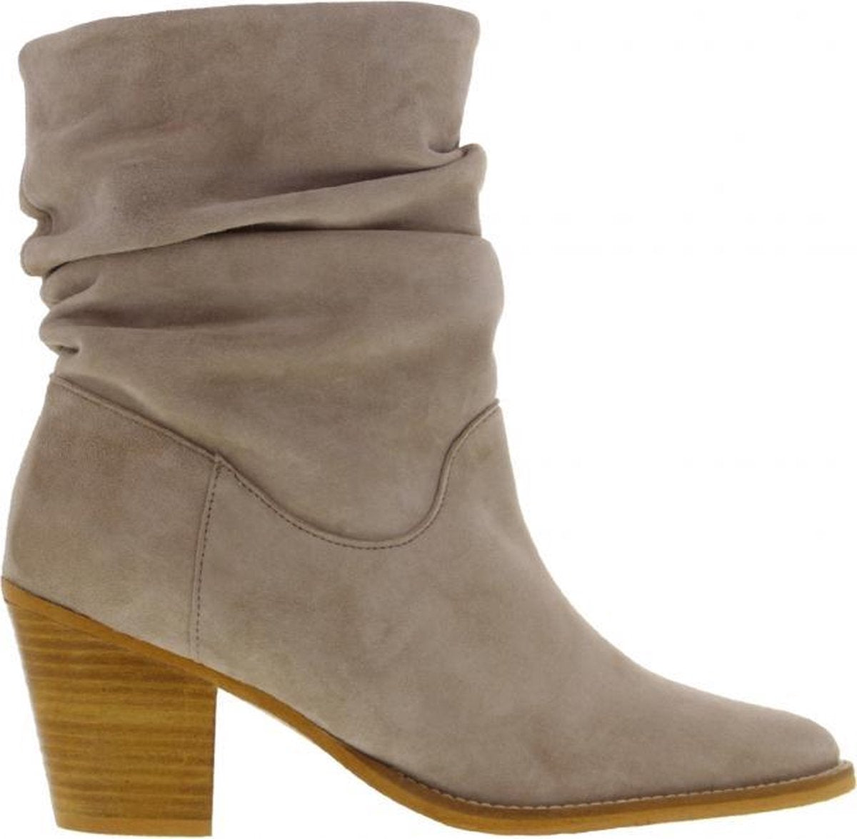 Tango | Ella western 21-f taupe suede wrinkle boot - natural heel/sole wooden heel/sole | Maat: 39