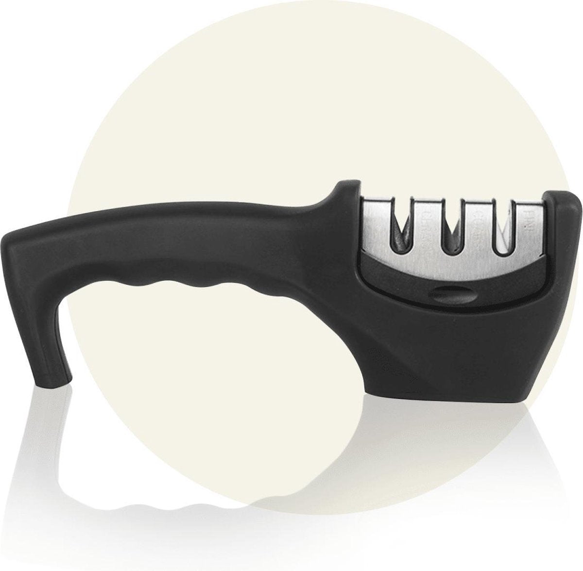 Hescom  3 in 1 Premium Messenslijper en Scharenslijper - 3 slijpstanden met anti-slip en ergonomische grip - Zwart