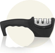 Hescom  3 in 1 Premium Messenslijper en Scharenslijper - 3 slijpstanden met anti-slip en ergonomische grip - Zwart