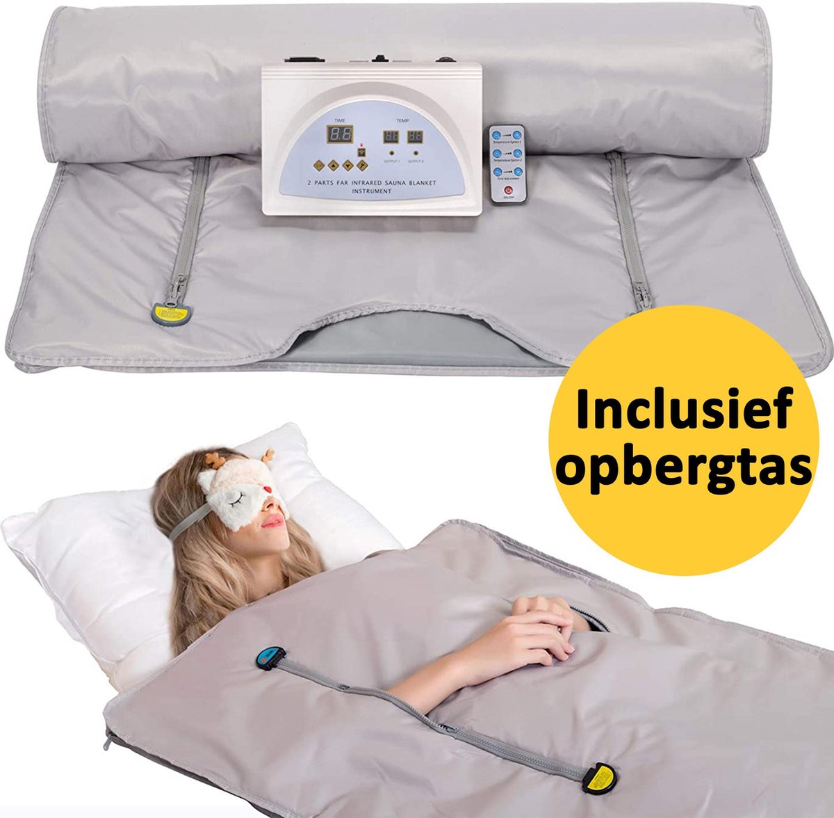 CALMENTA®  Infrarood Sauna Deken - Opbergtas - Dubbele rits - 180x80cm - Afvallen - Afstandsbediening - Infraroodtherapie - Gewichtverlies - Warmte Deken -  Pijnverlichting - Tot 75°C - Reumadeken - Elektrische Deken - Saunadeken