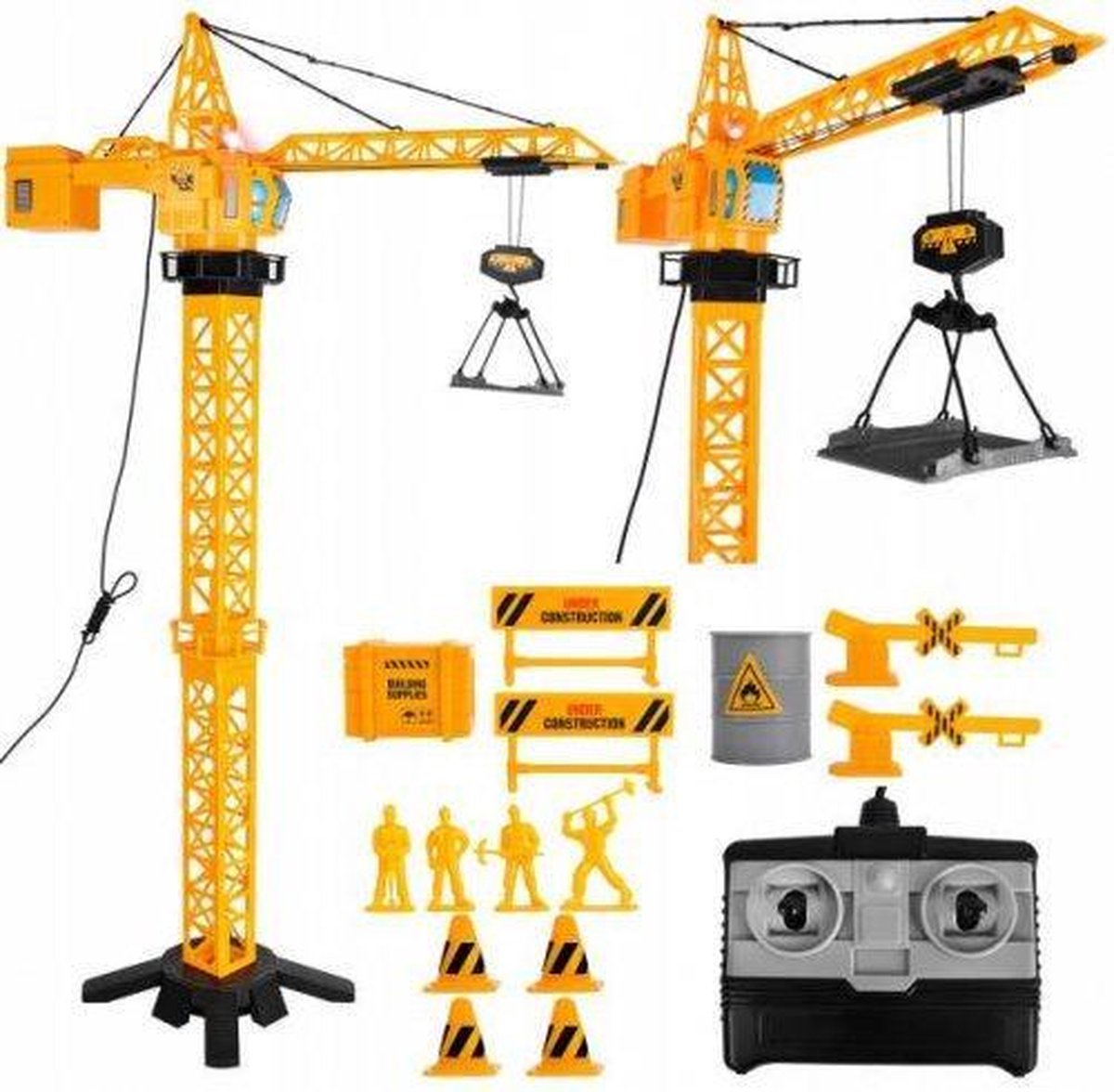 XL Hijskraan - Op Afstand Bestuurbare Kraan Machine - Crane Tower Met Afstandsbediening -  Constructie Kraan - Speelgoedvoertuig - 105CM Hoog