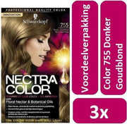 Schwarzkopf Nectra Haarverf 3 x Color 755 Donker Goudblond Voordeelverpakking