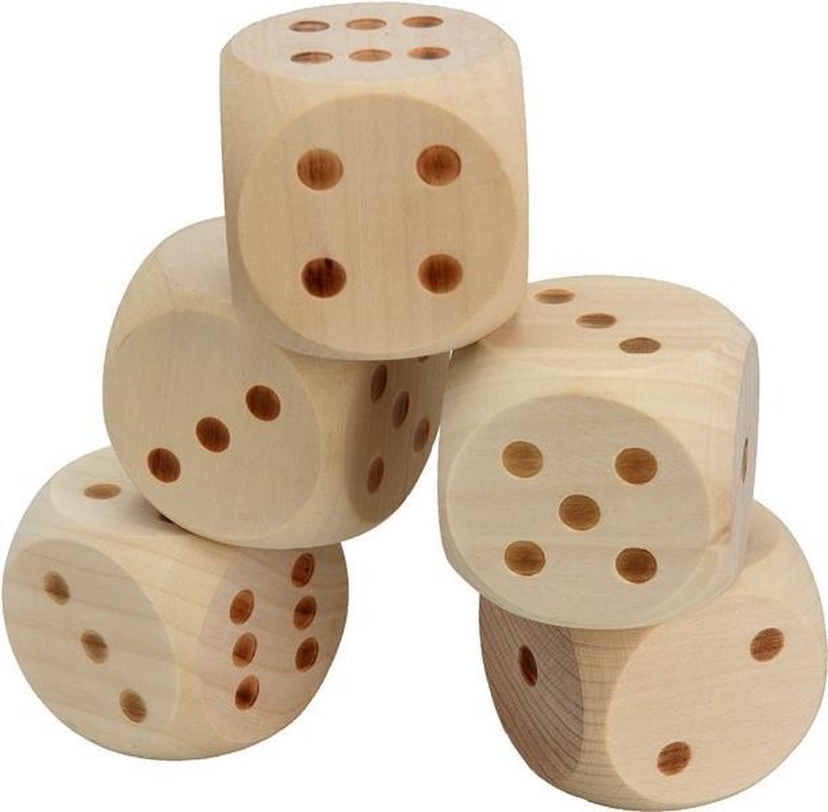 Dobbelstenen XXL - Hout - 5 Stuks