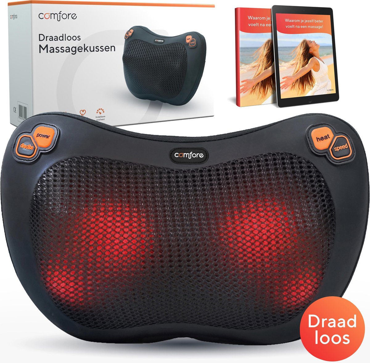 Comfore - Draadloos Massage Kussen - Shiatsu Massage -  Infrarood Warmte