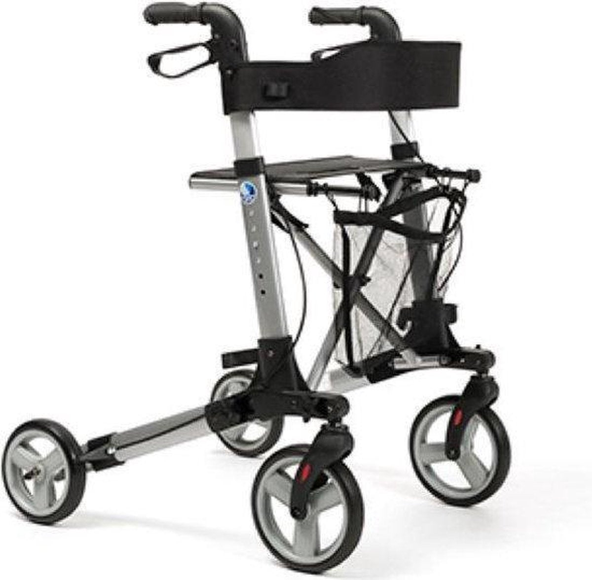 Rollator lichtgewicht model Quadri Light merk Vermeiren kleur rood DUBBEL INKLAPBAAR