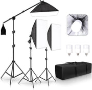 Grandecom® Pro Complete Softbox Studiolamp Set - Met Statief - Diffuser - 20W LED Lampen - 50x70 cm - 200cm hoog - Zwart