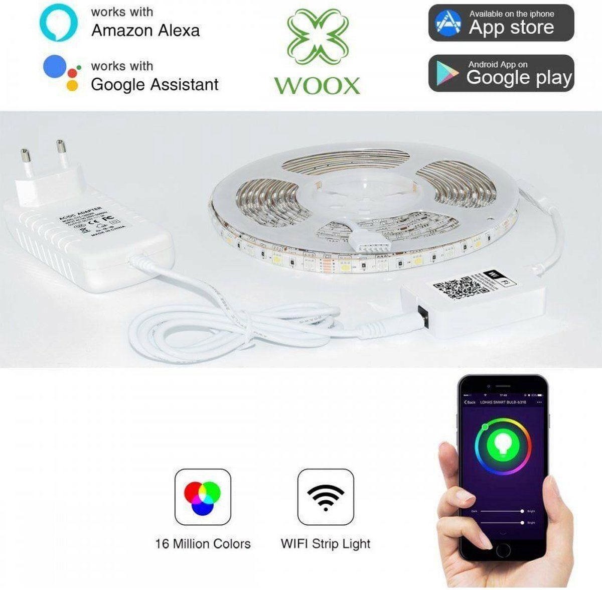 WOOX WIFI SMART LED RGBW LED STRIP 5 METER + ADAPTER