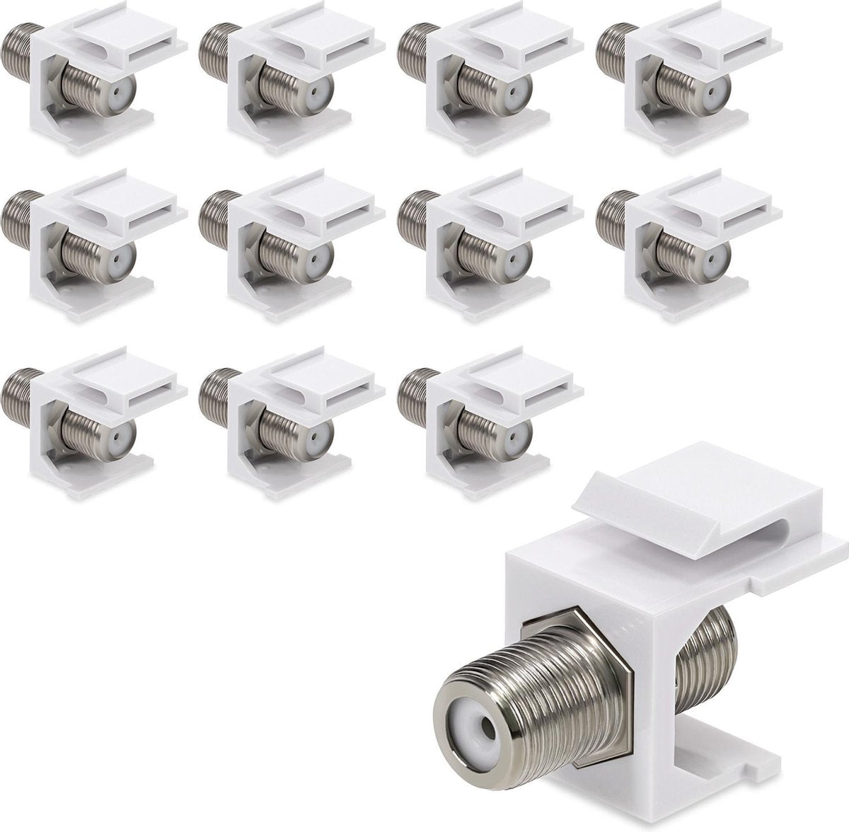 kwmobile 12x F-connector voor coax kabels - F-stekkers voor DVB-S en DVB-S2 aansluiting - Snap-in systeem - Voor patchpanelen en netwerkcontactdozen