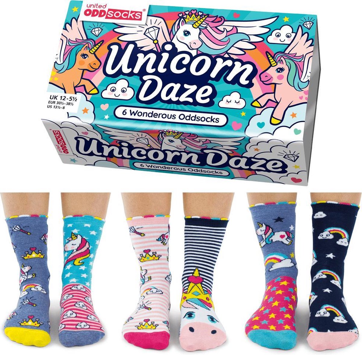 Oddsocks Toffe Hippe Unicorn Multipack Meisjes Sokken - 34-38