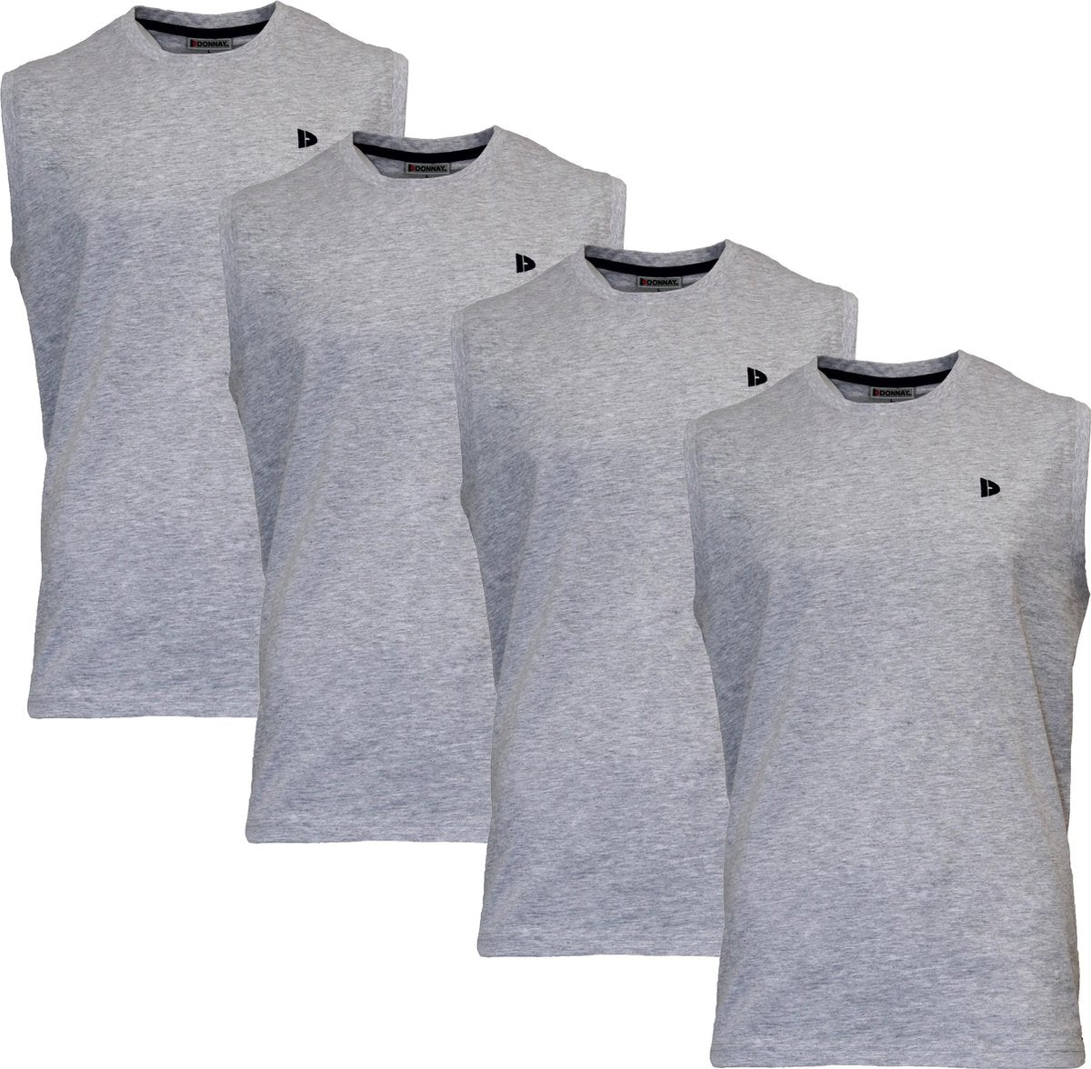 Donnay T-shirt zonder mouw - 4 Pack - Tanktop - Sportshirt - Heren - Maat M - Grijs gemeleerd