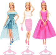 3x kleding en accessoires voor modepoppen met jurken