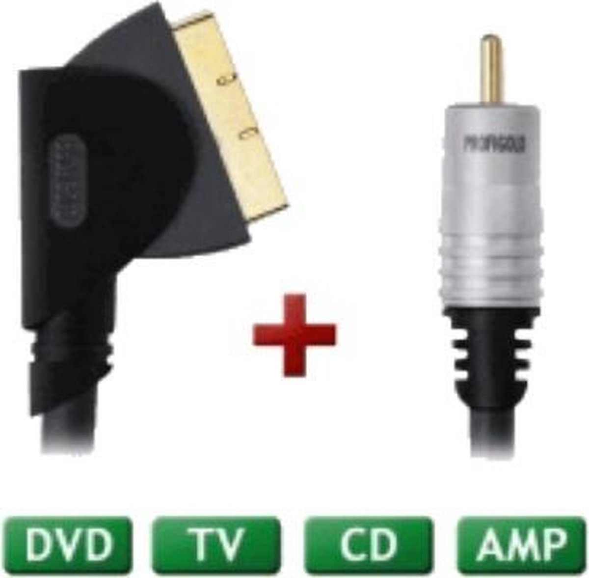 Profigold SCART kabel en 2RCA kabel. 24K gouden connectoren