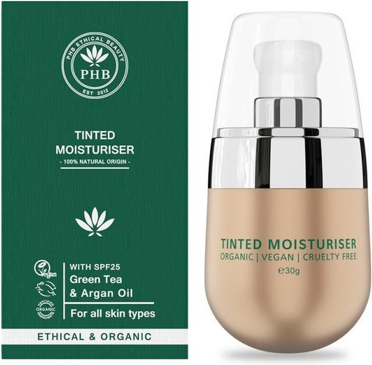 Phb Ethical Beauty Face Make-up Tinted Moisturiser Medium Fluide Spf25 30gr