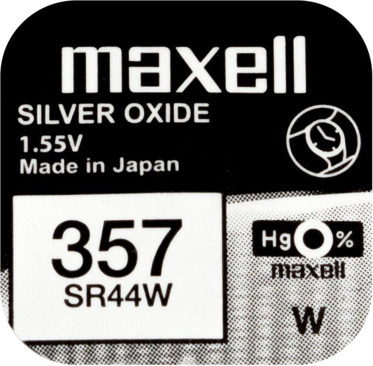 MAXELL 357 / SR44W zilveroxide knoopcel horlogebatterij 2 (twee) stuks