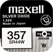 MAXELL 357 / SR44W zilveroxide knoopcel horlogebatterij 2 (twee) stuks