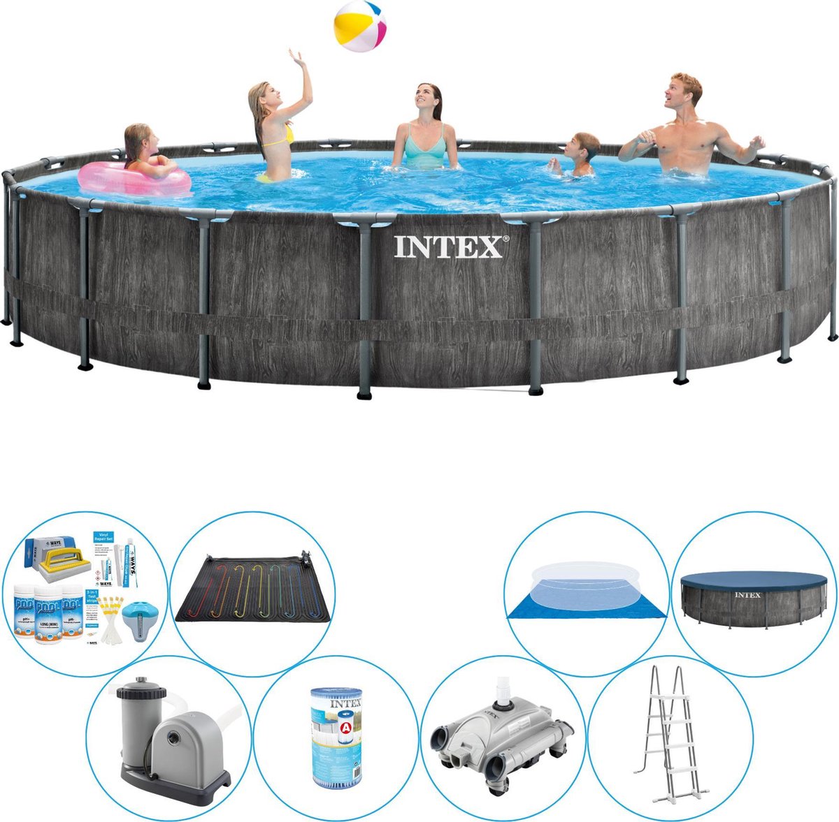 Intex Prism Frame Greywood Rond 549x122 cm - Zwembad Plus Accessoires