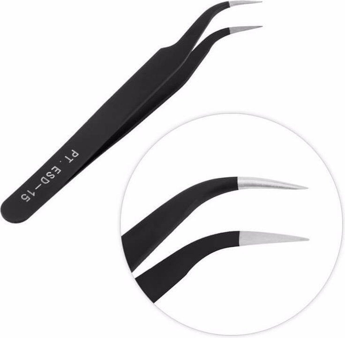 Dermarolling Black Vetus Tweezer - Wimperpincet ESD #15